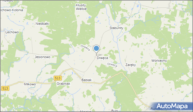 mapa Drwęca, Drwęca gmina Lidzbark Warmiński na mapie Targeo